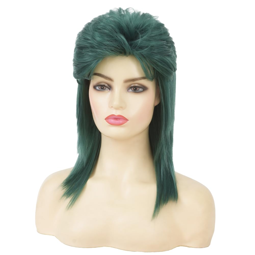 Swiking Green Mullet Wigs for Women Shaggy Shoulder Length Layered Wig 70s 80s Rocker Wigs Cosplay Daily Hair Wigs(Green)