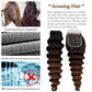 Beaushine 10A Bundles With Closure Loose deep Wave Ombré Quick Weave Human Hair (T1B/2/4,18 20 22+18INCH) Unprocessed Brazilian Raw Virgin Human Hair Ombre Three Tone Black Brown Color