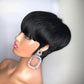 PurpleSexy Pixie Cut Wigs for Black Women Natural 1B Color Daily Use Short Layered Pixie Cut Human Hair Wigs With Bangs for Women Glueless Brazilian Virgin Human Hair Cool Wig