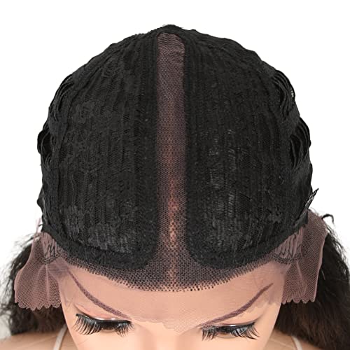 Style Icon 41” Lace Front Wigs Long Wavy Synthetic Wigs with Baby Hair Half Hand Tied 130% Density Wigs (41", 1B)