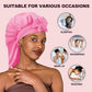 PLUMXUE Long Silk-Satin Hair Bonnet - Extra Large Sleeping Cap for Women Braid Curly with Adjustable Tie Band and Scrunchies (Pink)