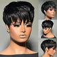 WOCWIG Synthetic Black Pixie Cut Wig For Women Short Hairstyles Wigs For Black Women