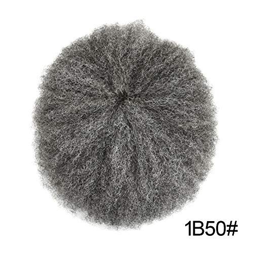 Afro Toupee For Black Men Human Hair All Transparent Lace Man Weave Balding Mens Custom Hair Unit 8X10inch Male Hair Replacement with weaves Light To Medium (10"*8", #1B50 Off Black+50% Gray-6mm)