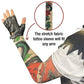 Watt's Wigs - 80s Hair Metal Rocker Costume Set - Glam Rock Band Black Curly Wig with Paisley Print Stretch Fabric Headband, Color Tattoo Sleeve, and Biker Glove - One Size Fits All (Black)