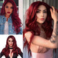 Wine Wig Long Curly Hd Lace Front Wigs Human Hair,Deep Wave Wig for White Women Hd Lace Closure Wigs Cosplay Wig