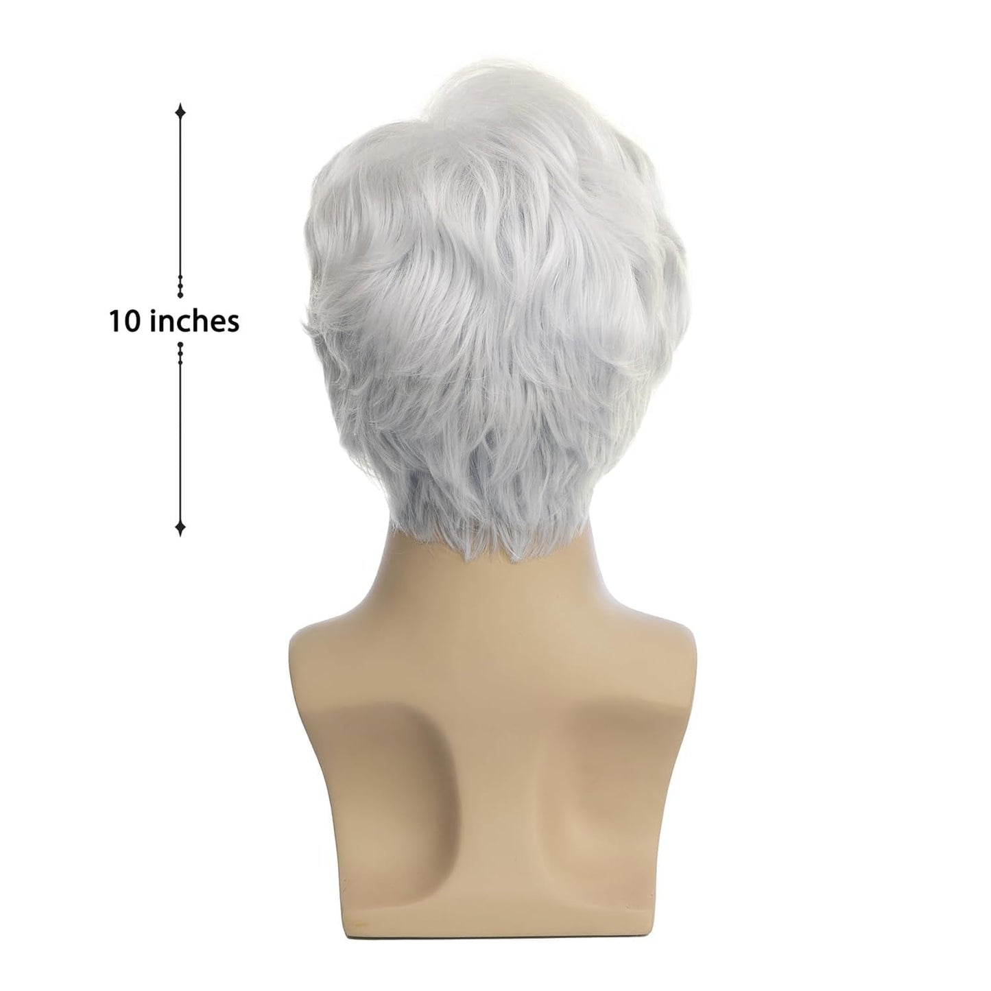 Baruisi Men Wigs Short White Wig Synthetic Heat Resistant Natural Halloween Cosplay Hair