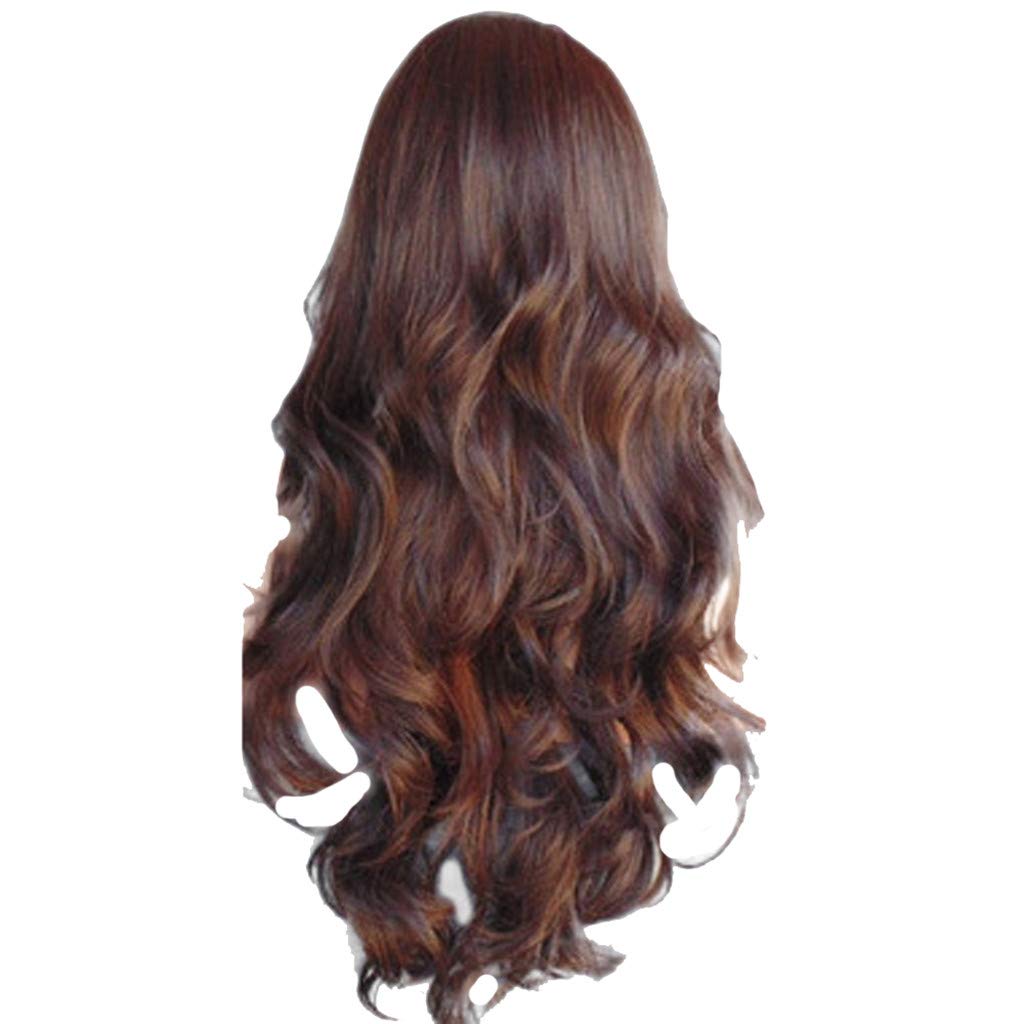 HELLORSO Hd Wigs Front Women Long Loose Wig Wavy Syntheic Wigs Curly Natural Full Wig Hair Wig Wigs For Asian Women Lace Frontal Wig Synthetic 13X4 Hd Lace Front Wigs Fiber For Heat Costume Brown