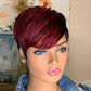 SAEIALL Short Pixie Cut Wig Human Hair for Black Women Colored Haircut Wigs None Lace Frontal Wigs Glueless Easy to Wear Put On and Go Wig (Black with Burgundy)