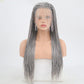 liuzz Silver Grey Braided Wigs Synthetic Lace Front Wig Part Braided Box Braids Wig With Baby Hair Wigs for Black Women-26inches