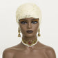 613 Blonde Pixie Cut Wig Short Wigs for Black Women Short Wavy Hair Replacement Blonde Pixie Synthetic Hair Curly Layered Wig With Bangs Short Cut Wigs for Black Women