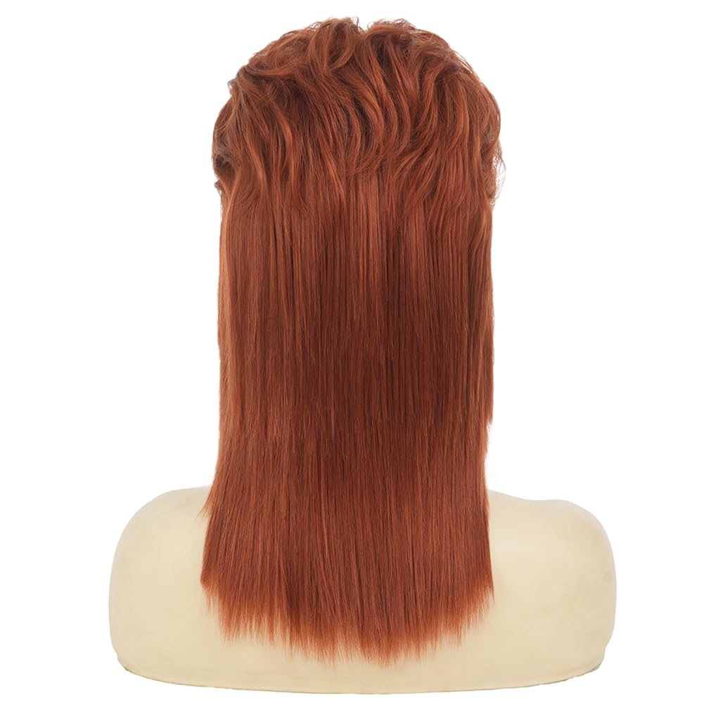 Swiking Orange Mullet Wig for Women Curly 70s 80s Rocker Shoulder Length Straight Natural Layered Hair Cosplay Synthetic Women Wigs(Orange)