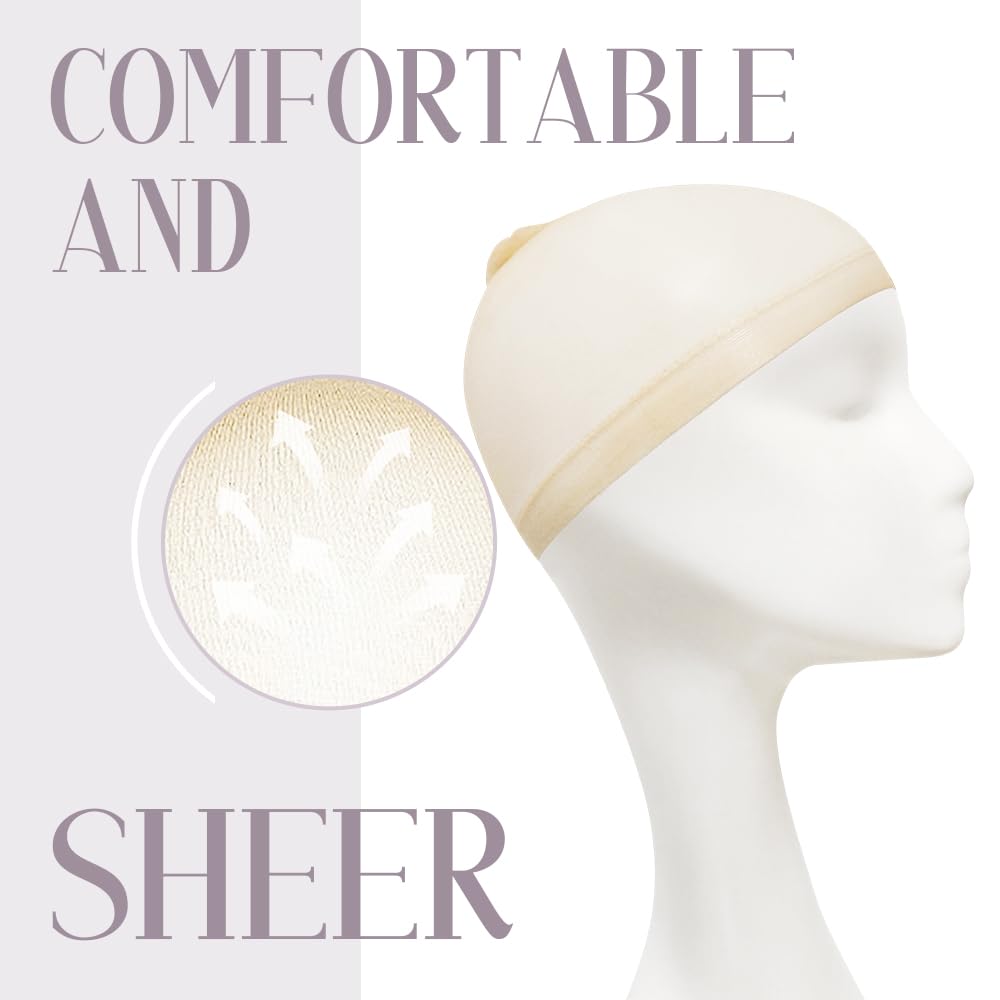 MYKURS HD Wig Cap for Women, Transparent Bald Cap for Lace Front Wigs, Beige 24 PCS