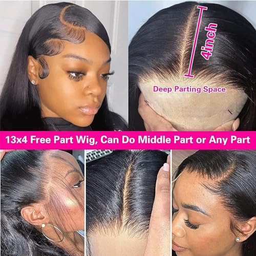 Levergreen Body Wave Lace Front Wigs Human Hair Pre Plucked Glueless 4x4 Lace Closure Wigs Human Hair Wigs For Black Women Human Hair Wig Body Wave Frontal Wigs Human Hair (Closure Wig, 22 Inch)