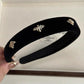 TERSE Black Velvet Headband with White Pearl Accents - Cute Vintage Designer Hair Accessory for Women's Holiday Fashion