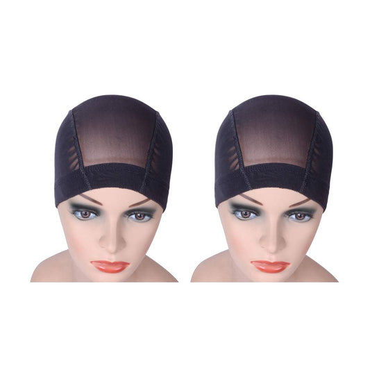 YANTAISIYU 2 PCS/Lot Black Mesh Cap Wig Cap for Making Wigs Stretchable Hairnets with Wide Elastic Band (Mesh Cap S)
