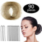 Zonon Bun Hair Nets Invisible Elastic Edge Mesh and U Shaped Pins Set, 50Pcs Individual Package Invisible Hair Nets, 40Pcs U Shaped Pins for Ballet Bun, Sleeping, Women and Wig (Light Linen)