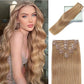LORIEN Clip in Hair Extensions Real Human Hair, 18 Inch 100g, #27 Honey Blonde, Clip in 100% Brazilian Remy Human Hair Extensions 8pcs Per Set with 18 Clips Double Weft