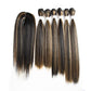 X-TRESS Highlight Balayage Synthetic Hair Bundles with Closure Yaki Straight Weft Weave Ombre Honey Blonde Swiss Lace Hair Extension Heat Friendly