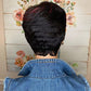 SAEIALL Short Pixie Cut Wig Human Hair for Black Women Colored Haircut Wigs None Lace Frontal Wigs Glueless Easy to Wear Put On and Go Wig (Black with Burgundy)