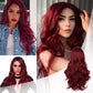Wine Wig Long Curly Hd Lace Front Wigs Human Hair,Deep Wave Wig for White Women Hd Lace Closure Wigs Cosplay Wig
