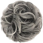 FESHFEN Messy Hair Bun Hair Pieces Elastic Wavy Curly Hair Bun Scrunchies Extensions Synthetic Chignon Hairpieces for Women Girls, Gray and White Tips 1 PCS