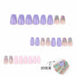 3D Flower Press on Nails Medium Coffin Fake Nails with Spring Fresh Flower Designs Glue on Nails Purple Pink Acrylic Press on Nails Kits Full Cover False Nails with Glue Stick on Nails for Women 24PCS