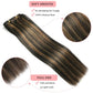 Clip in Hair Extensions Real Human Hair, Remy Human Hair Clip in Extensions Double Weft Seamless Clip ins Hair Extension for Women Balayage Natural Black Mixed Chestnut Brown 16 Inch 2.8oz/80g