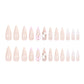 24 Pcs Almond Press on Nails Long Fake Nails with 3D Flower Bow French Tip False Nails with Cute Pearl Design Stiletto Nail Tips Glossy Glue on Nails Reusable Full Cover Stick on Nails for Women