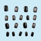 Black Press on Nails Short Square Fake Nails with Designs Black Vine Acrylic False Nail Kits Glossy Full Cover Spring Winter Glue on Nails with Rhinestone Artificial Stick on Nail for Women 24PCS