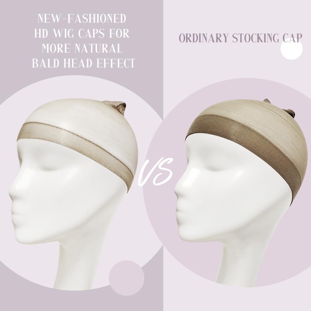 MYKURS Transparent Wig Caps for Women Lace Front, HD Caps for Wig, Brown 24 PCS