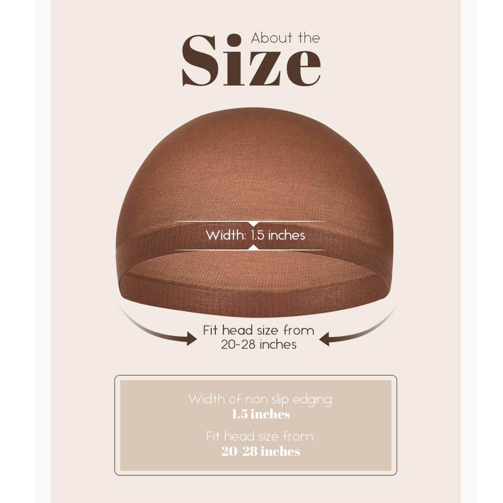 MYKURS Brown Wig Caps for Women, Stocking Cap for Lace Front Wig, Dark Brown 24 PCS