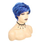 FCHW Short Pixie Cut Hair Wig Short Hairstyles Synthetic Wigs For Women Wave Blue Wigs Heat Resistant Hairpieces Women's Wig
