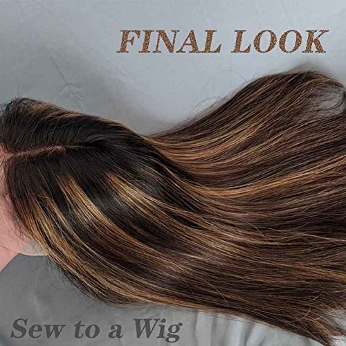 X-TRESS Synthetic Hair Bundles with Closure Black Ombre Medium Brown Balayage Yaki Straight Weft Weave Swiss Lace Hair Extension Heat Resistant