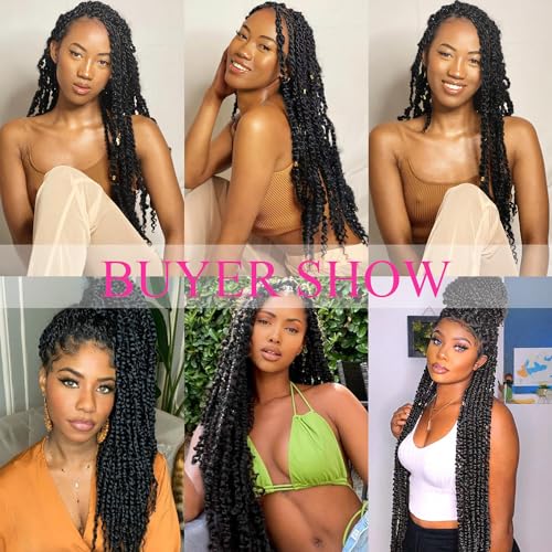 Passion Twist Hair 18 Inch 8 Packs Water Wave Crochet Hair For Black Women Passion Twists Braiding Hair Long Bohemian Spring Twist Hair Crochet Braids Synthetic Hair Extension (18inch, 1B)