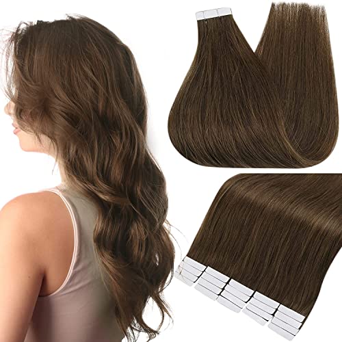 Full Shine Tape in Hair Extensions 22 Inch Color 4 Light Brown Hair Extensions Remy Hair Extensions Tape in Extensions Natural Human Hair 50Grams 20 Pieces Brown Tape in Hair Extensions Human Hair