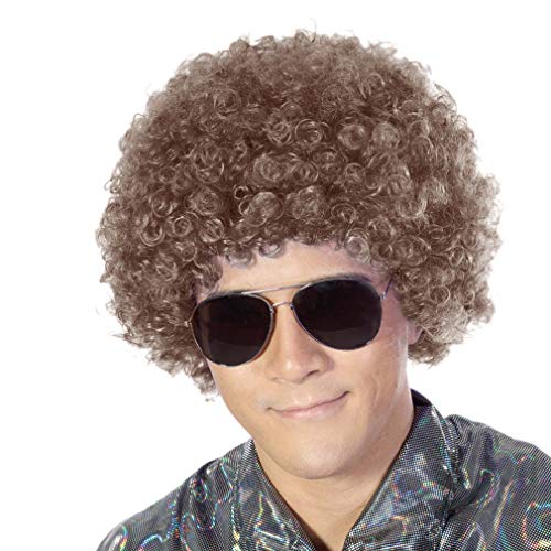 FREE BEAUTY Fluffy Afro Synthetic Clown Wig for Men Women Cosplay Anime Party Christmas Halloween Fancy Funny Wigs (Brown)