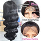 Yamikk 26 Inch 13x5 Body Wave Lace Front Wigs Human Hair For Black Women 180% Density HD Lace Front Human Hair Wigs Pre Plucked Natural Hairline Brazilian Lace Frontal Wigs With Baby Hair