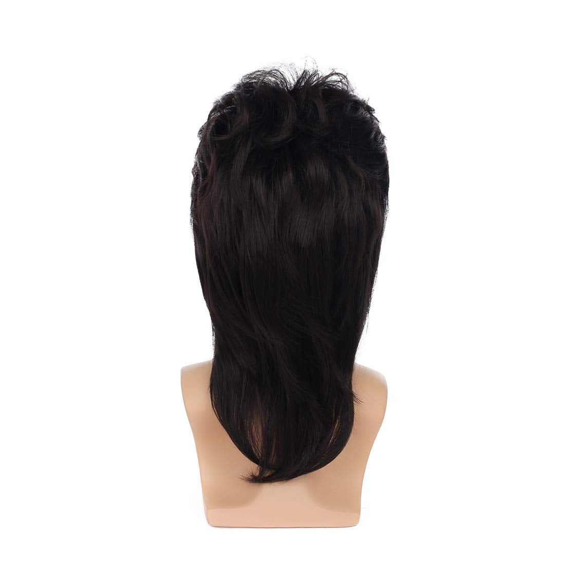 Swiking Mullet Wigs for Men Black Retro 70s 80s Disco Rocker Curly Punk Fancy Party Halloween Cosplay Costume Replacement Full Wigs(Black)