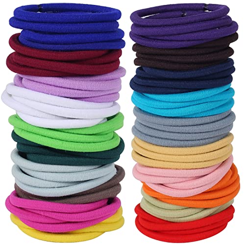 Sderoq 80PCS Hair Elastics, 6MM Colorful Ponytail Holders, 2 Inch in Diameter Elastic Band for Medium to Thick Hair, Curly Hair, Women or Men, 20 Colors (Multicolor)