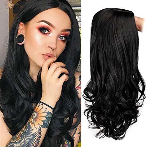Bagmrteho Natural Color Long Body Wave Lace Front Wig Caps Human Hair Wig Hair Wraps (Black, One Size)