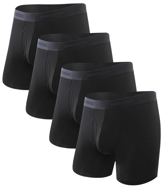 BAMBOO COOL Mens Underwear Ultra Soft & Breathable Boxer Briefs Moisture Wicking Tagless 3D Pouch 4 Pack