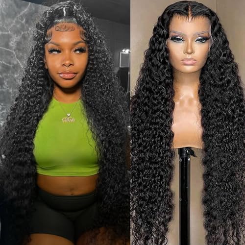 Vnrtkkn HD Lace Front Wigs Human Hair Deep Wave Wig 200 Density 13x6 Human Hair Lace Front Wigs for Women Pre Plucked Glueless Curly Wigs 26 Inch Deep Wave Lace Frontal Wigs Human Hair Natural Color