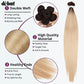 DÉBUT Silky Straight 6 Bundles with Lace Front Closure Synthetic Long Straight Hair Bundles Weave Hand-Tied Middle Parting Lace Closure Ombre Blonde Color