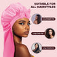 PLUMXUE Long Silk-Satin Hair Bonnet - Extra Large Sleeping Cap for Women Braid Curly with Adjustable Tie Band and Scrunchies (Pink)