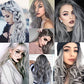 12 PCS Grey Hair Extensions Clip in, Colored Party Highlights Extension for Kids Girls Synthetic Hairpiece Straight 22 inch