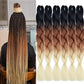 SHUOHAN 6 Packs Ombre Jumbo Braiding Hair Extensions 24 Inch High Temperature Synthetic Fiber Hair Extensions for Box Braids Braiding Hair (Black to Brown to Beige)