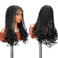 SUPERNOVA Knotless Braided Wigs With Curly End Synthetic Hair 13x7 Lace Front Box Braids Wig For Black Women Half Back Double Lace Square Braided Wig With Baby Hair 18 Inch