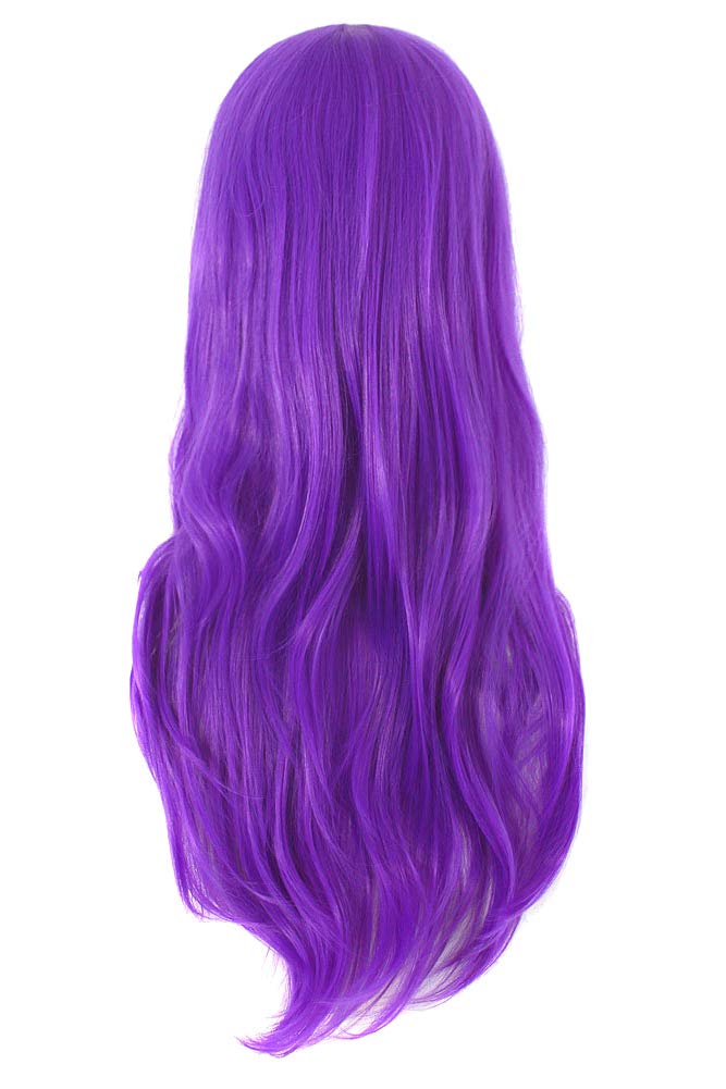 MapofBeauty 28 Inch Long Curly Hair Costume Cosplay Wig, Bright Purple