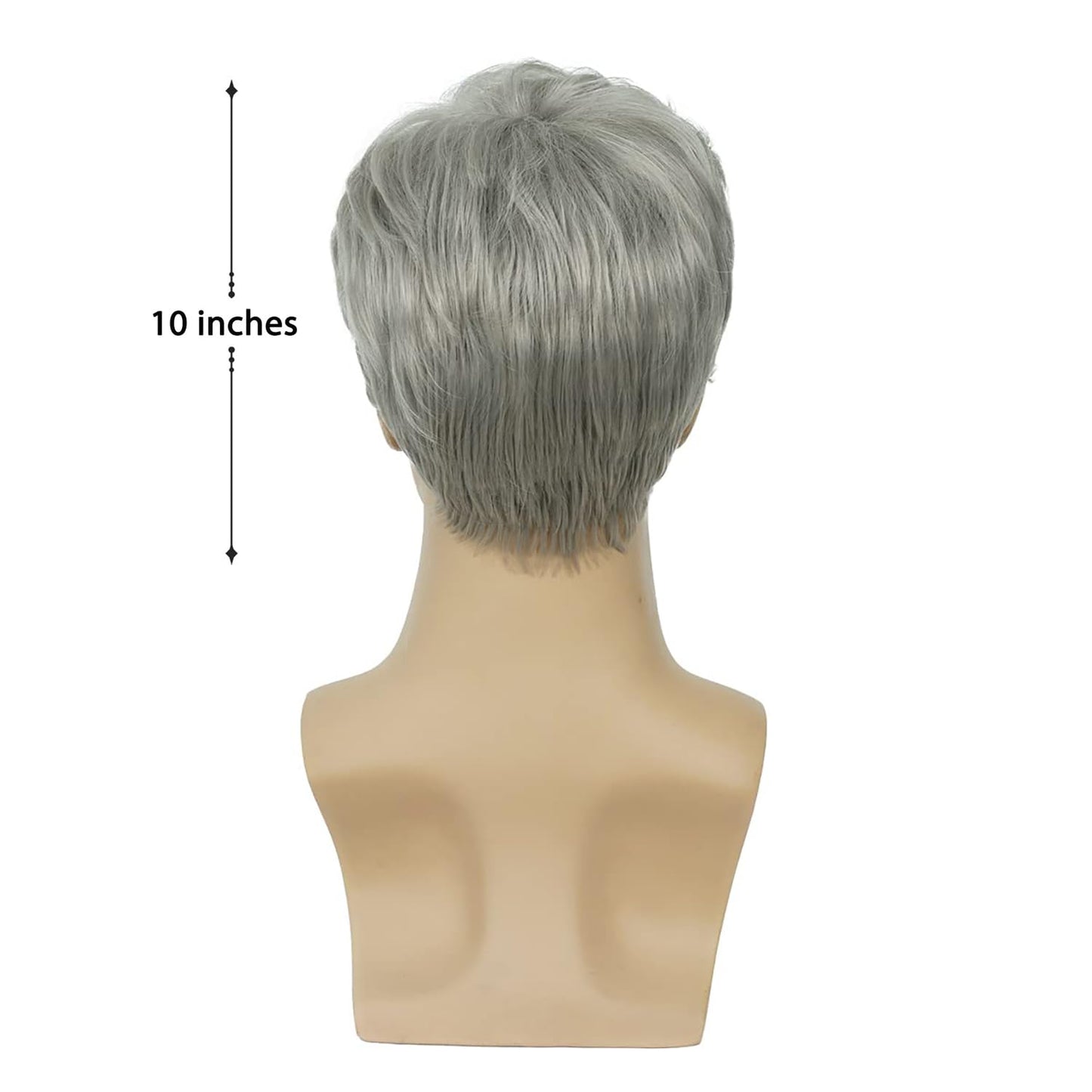 Baruisi Men Wigs Short Gray Synthetic Heat Resistant Natural Halloween Cosplay Hair Wig