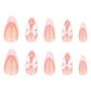 24Pcs Pink Almond Press on Nails Short Medium Fake Nails French Tip False Nails with Bow Design Cute Acrylic Nails Press ons Artificial Nails Glossy Full Cover Glue on Nails Stick on Nails for Women